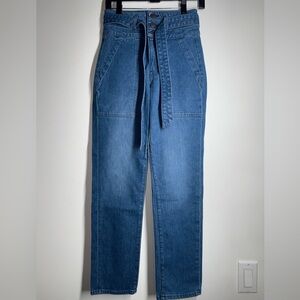 Veronica Beard Logan Straight Leg Belted Jeans - Cornflower
